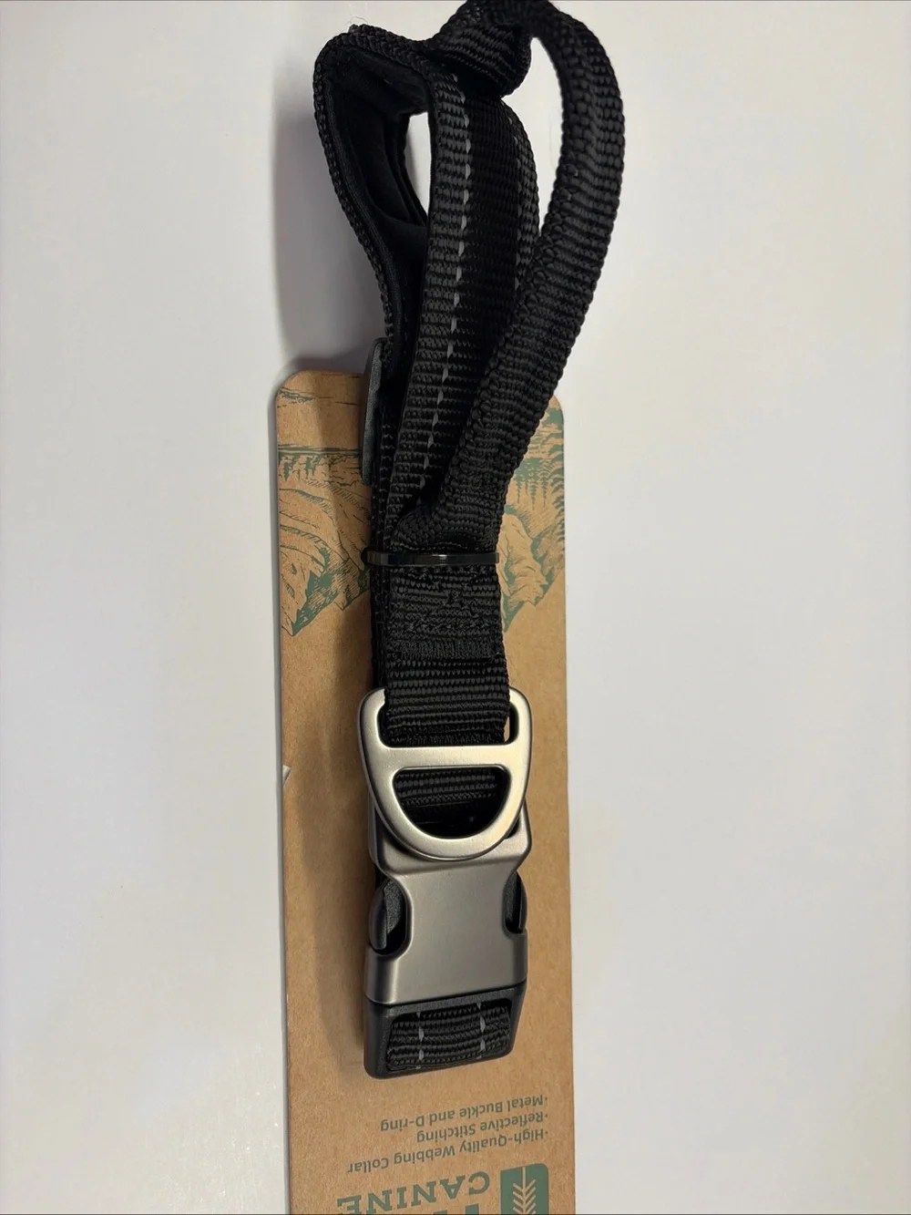 TRU-Canine Black Webbing Dog Collar - size M.  Heavy Duty
